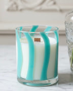 VELA VASO- TURQUESA RAYAS
