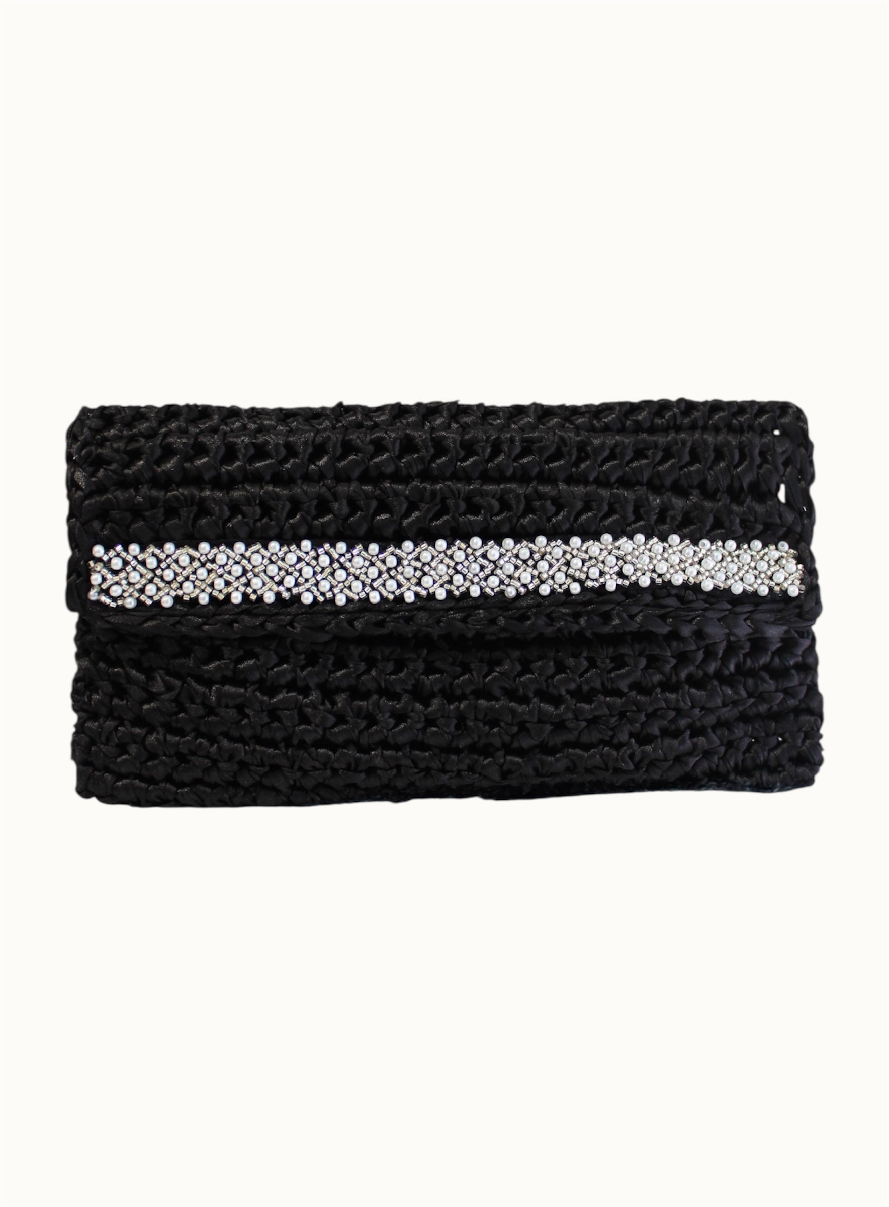 Bolso de mano con pedrería · Negro — imagen 1