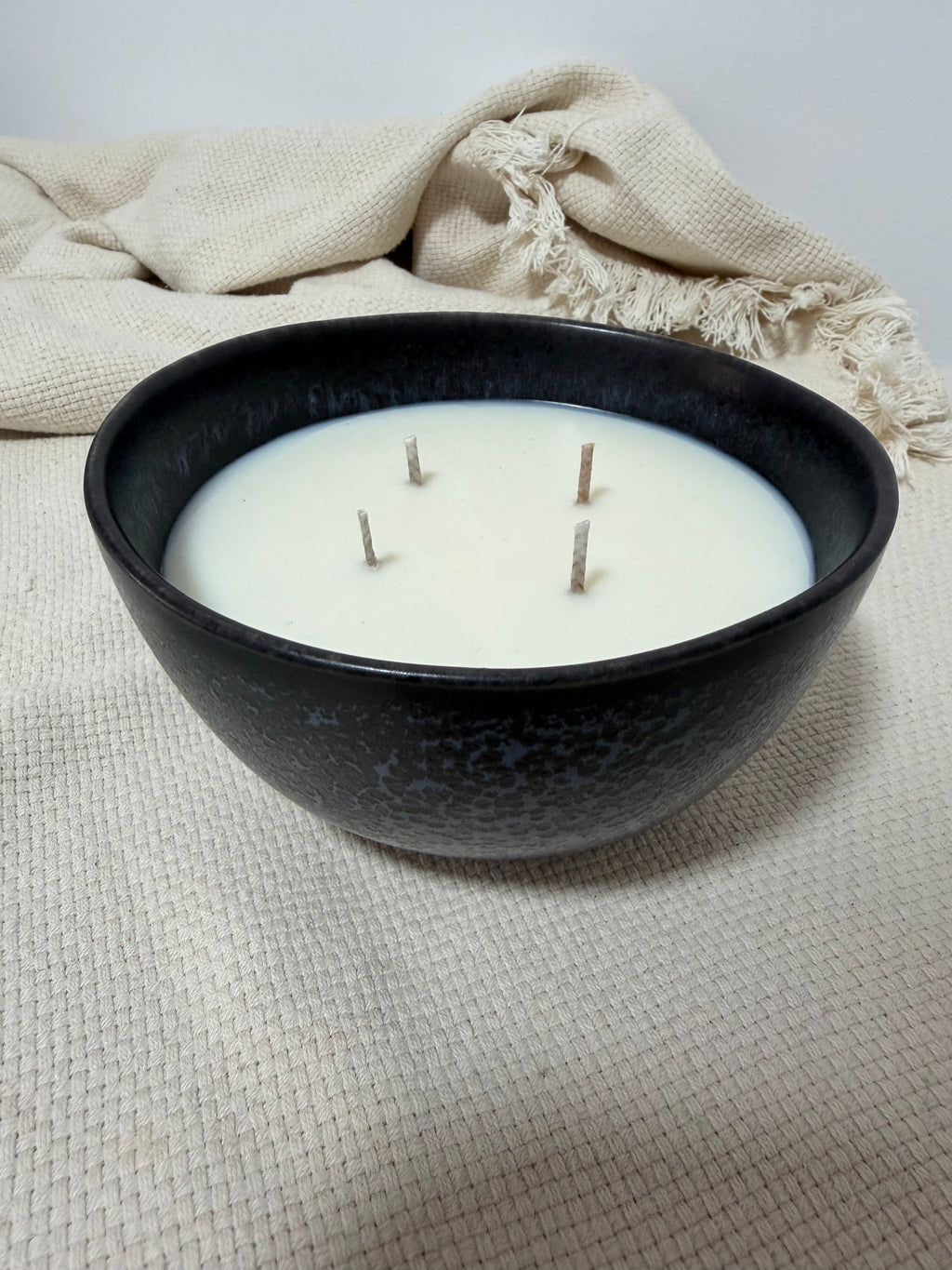 VELA CERÁMICA - NEGRO/AZUL MOTAS