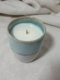VELA CERÁMICA - VASO BLANCO-AZUL