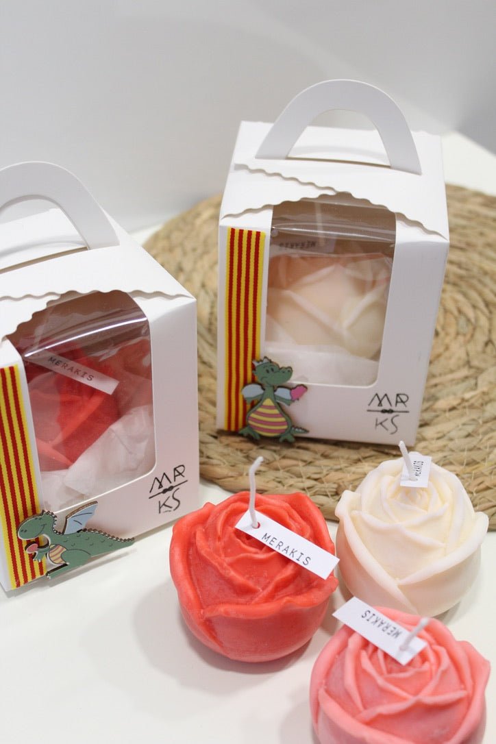 VELA SOJA - ROSA SANT JORDI - Merakis | Bolsos hechos a mano y decoración