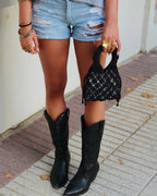 BOLSO GLAM MINI - NEGRO - Merakis | Bolsos hechos a mano y decoración